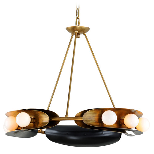 Corbett Lighting Hopper Vintage Brass & Black Brass Chandelier