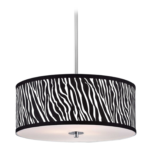 Design Classics Lighting Zebra Drum Pendant Light in Chrome Finish DCL 6528-26 SH9465