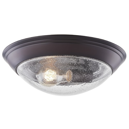 12-Inch Industrial Seeded Glass Flush-Mount in Bronze