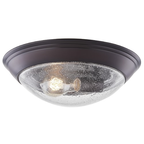 Design Classics Lighting 12-Inch Industrial Seeded Glass Flush-Mount in Bronze 1012-30/CS