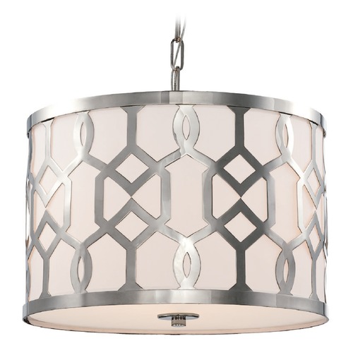 Crystorama Lighting Crystorama Lighting Jennings Polished Nickel Pendant Light with Drum Shade 2265-PN