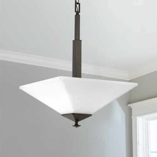 Progress Lighting Clifton Heights Antique Bronze Pendant Light with Square Shade P500126-020
