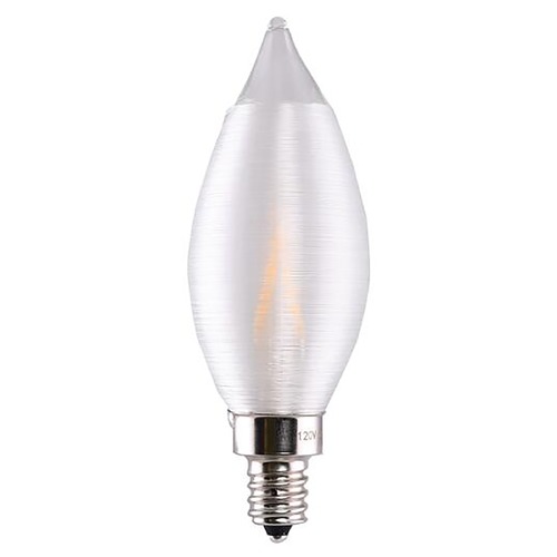 2W CA11 LED Satin Spun Clear Candelabra Base 2700K 120V Carded Dimmable by Satco Lighting