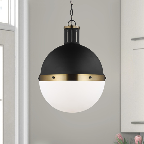 Hanks Large Midnight Black & Satin Brass Pendant by Visual Comfort Studio