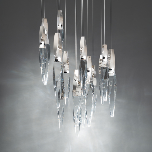 Kindjal LED 15-Light Pendant in Polished Nickel by Schonbek Beyond
