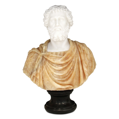 Currey and Company Thanos Marble Bust Natural Marble Sculpture