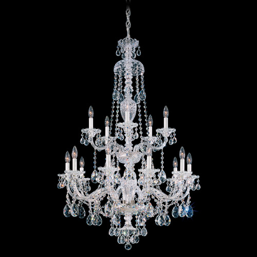 Schonbek Worldwide Lighting Sterling Polished Silver Crystal Chandelier
