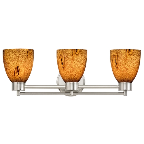 Design Classics Lighting Modern Bathroom Light with Brown Art Glass in Satin Nickel Finish 703-09 GL1001MB