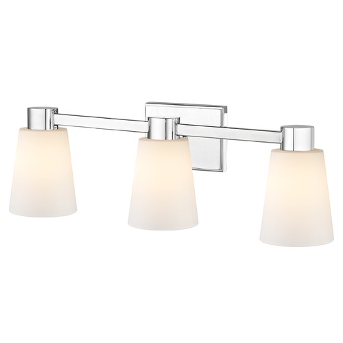Design Classics Lighting 3-Light White Glass Bathroom Vanity Light Chrome 2103-26 GL1055