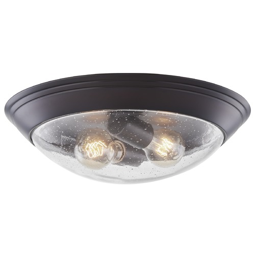 14-Inch Industrial Seeded Glass Flush-Mount in Bronze