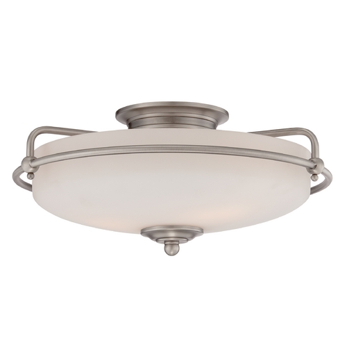 Griffin 17-Inch Semi-Flush Mount in Antique Nickel by Quoizel Lighting