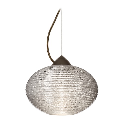 Besa Lighting Pape Ribbed Glass Bronze Pendant Light