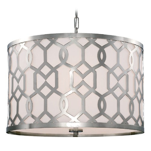 Crystorama Lighting Crystorama Lighting Jennings Polished Nickel Pendant Light with Drum Shade 2266-PN