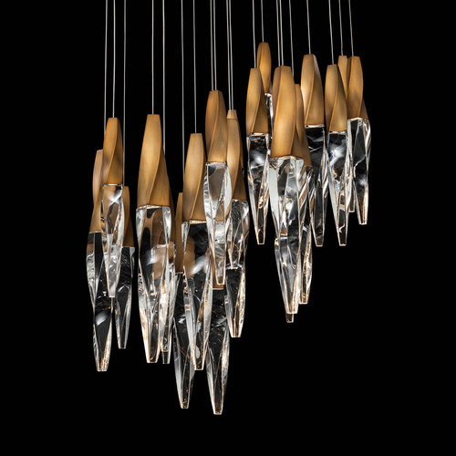 Kindjal LED 21-Light Pendant in Aged Brass by Schonbek Beyond