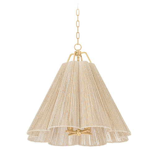 Troy Lighting Sonoma Vintage Gold Leaf LED Pendant Light with Scalloped Shade