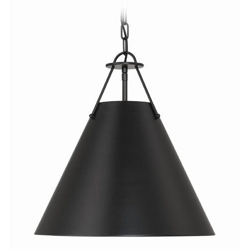 Crystorama Lighting Xavier Matte Black Pendant Light with Conical Shade