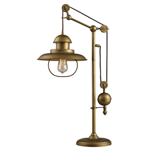 Elk Lighting Pulley Table Lamp - Antique Brass Finish D2252