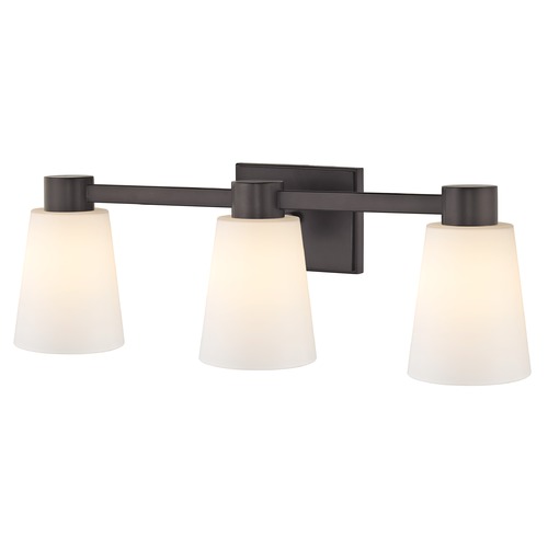 Design Classics Lighting 3-Light White Glass Bathroom Vanity Light Bronze 2103-220 GL1055