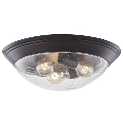 16-Inch Industrial Seeded Glass Flush-Mount in Bronze