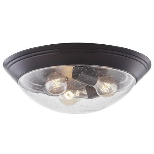 Design Classics Lighting 16-Inch Industrial Seeded Glass Flush-Mount in Bronze 1016-30/CS