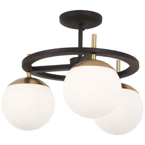 George Kovacs Lighting Alluria Semi-Flush Mount in Weathered Black & Autumn Gold Light by George Kovacs P1357-618