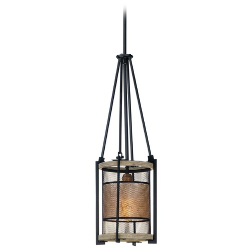 Boundry Black / Barn Wood / Antique Brass Pendant by Maxim Lighting