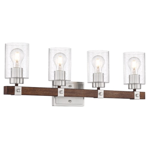 Nuvo Lighting Arabel Brushed Nickel & Nutmeg Wood Bathroom Light by Nuvo Lighting 60/6964