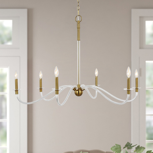 Visual Comfort Studio Collection Chapman & Meyers Hanover 41.75-Inch Burnished Brass & Lucite Chandelier by Visual Comfort Studio CC1326BBS