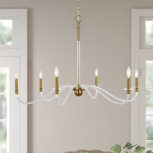 Chapman & Meyers Hanover 41.75-Inch Burnished Brass & Lucite Chandelier by Visual Comfort Studio