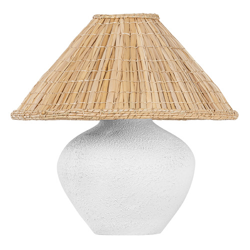 Troy Lighting Solon Patina Brass & White Ceramic LED Table Lamp with Empire Shade