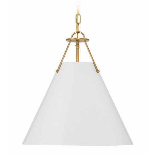 Crystorama Lighting Xavier Vibrant Gold Pendant Light with Conical Shade