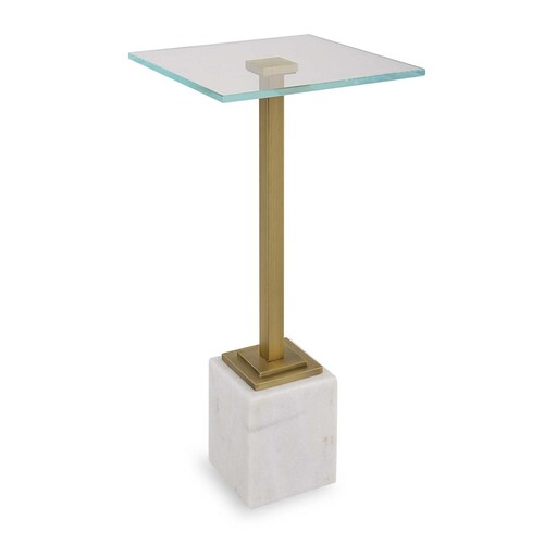 Uttermost Lighting Accent Table with Marble Base in Brass & White by Uttermost Lighting W23020