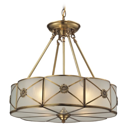 Elk Lighting Elk Lighting Preston Brushed Brass Pendant Light with Scalloped Shade 22004/4