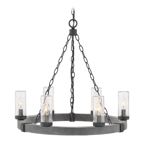 Sawyer Aged Zinc Outdoor Chandelier by Hinkley Lighting