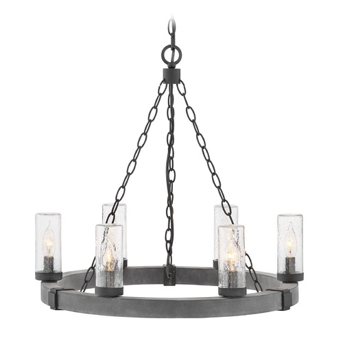 Hinkley Sawyer Aged Zinc Outdoor Chandelier by Hinkley Lighting 29206DZ