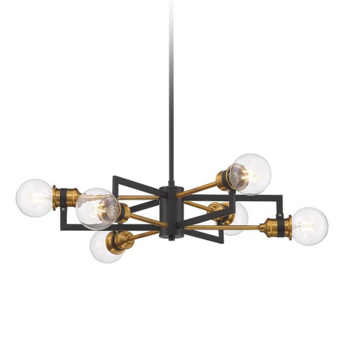 Intention Warm Brass & Black Chandelier by Nuvo Lighting