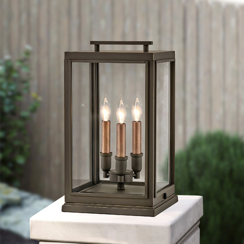 Sutcliffe 3-Light Oil Rubbed Bronze & Antique Copper LED Post Light 2700K by Hinkley Lighting