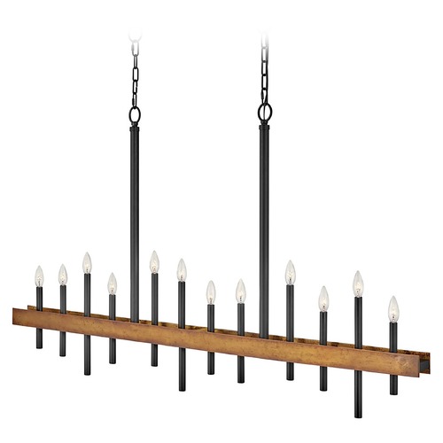 Wells 12-Light Linear Chandelier in Brass & Black by Hinkley Lighting