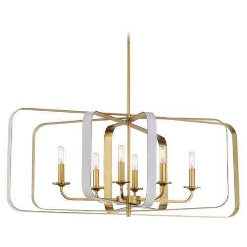 Aureum Matte White with Honey Gold Pendant by Minka Lavery