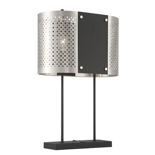 George Kovacs Lighting George Kovacs Noho Brushed Nickel & Sand Coal Table Lamp with Oval Shade P5532-420