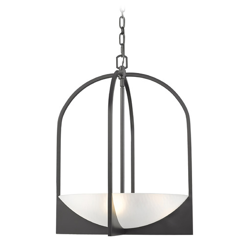 Z-Lite Devon Matte Black Pendant Light with Bowl / Dome Shade