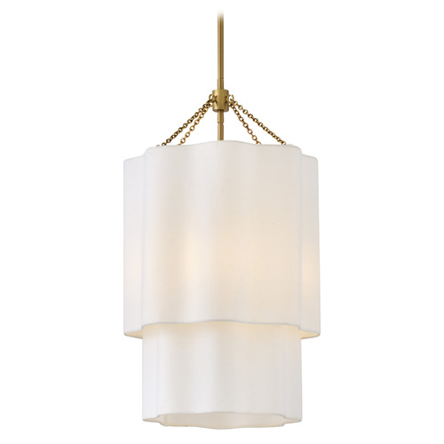 Hinkley Gwen Lacquered Brass LED Pendant Light with Scalloped Shade