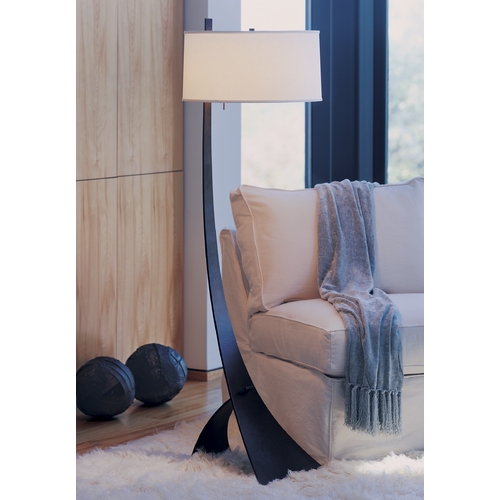Floor Lamp with Beige / Cream Shade in Bronze Finish