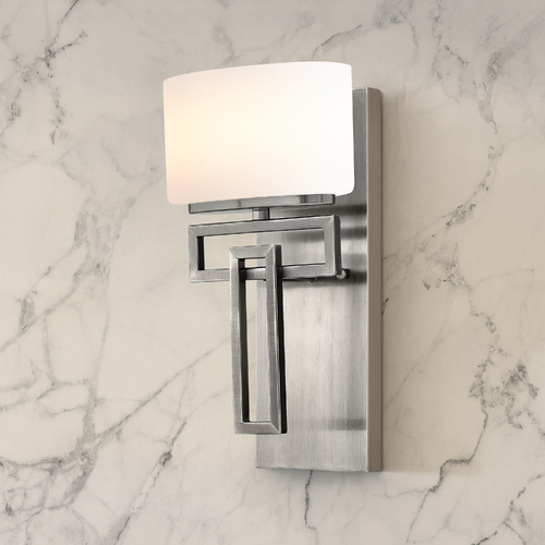 Sconce with White Glass in Antique Nickel by Hinkley Lighting