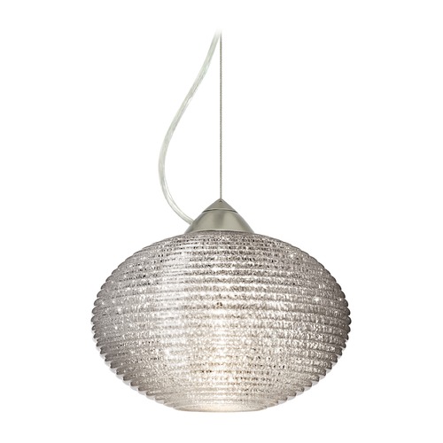 Besa Lighting Pape Ribbed Glass Satin Nickel Pendant Light