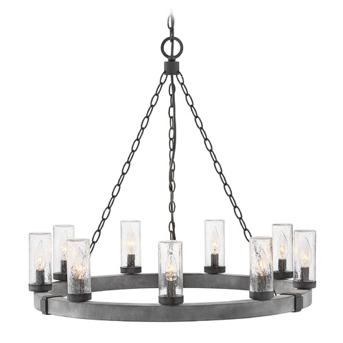 Sawyer Aged Zinc Outdoor Chandelier by Hinkley Lighting