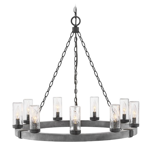 Hinkley Sawyer Aged Zinc Outdoor Chandelier by Hinkley Lighting 29208DZ