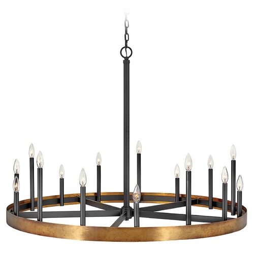 Hinkley Wells Large Chandelier in Brass & Black by Hinkley Lighting 3865WA