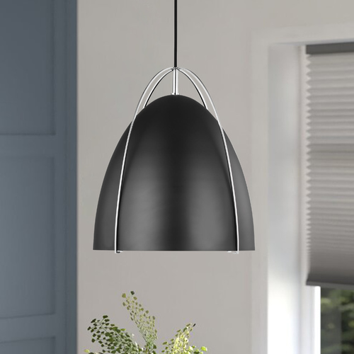 Generation Lighting Norman Chrome Pendant Light with Bowl / Dome Shade 6551701-05