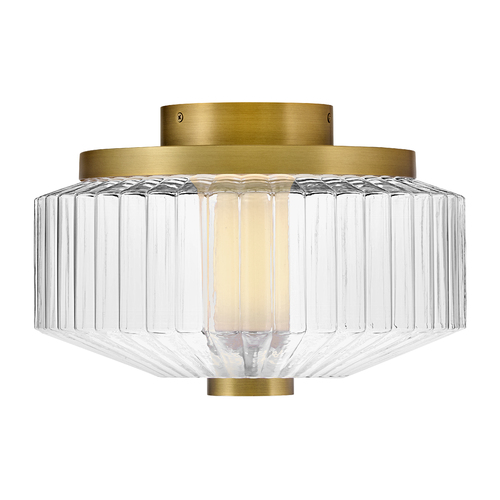 Fredrick Ramond Reign Small LED Flush Mount in Lacquered Brass by Fredrick Ramond FR41463LCB